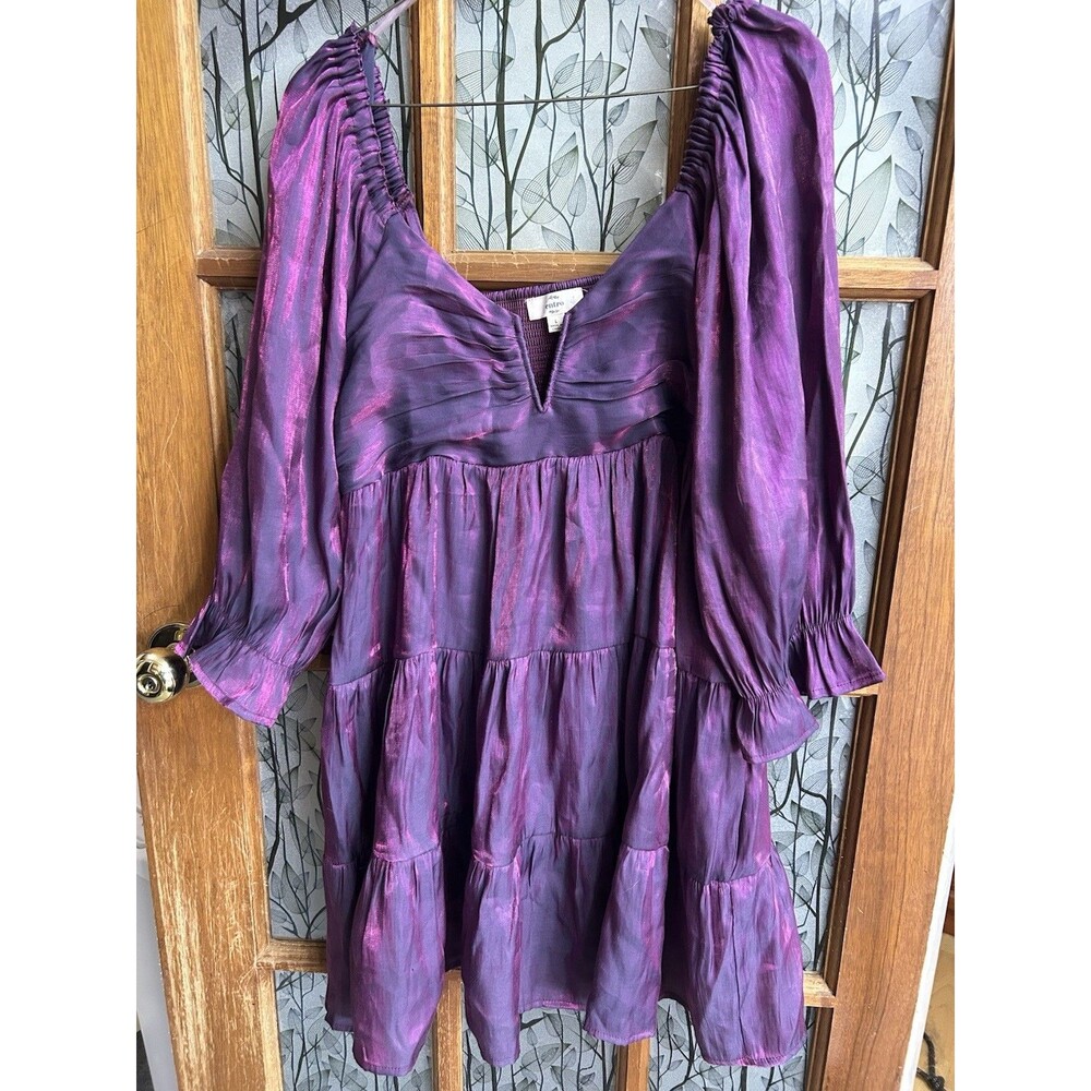 Entro Babydoll Purple Metallic Dress Size Large